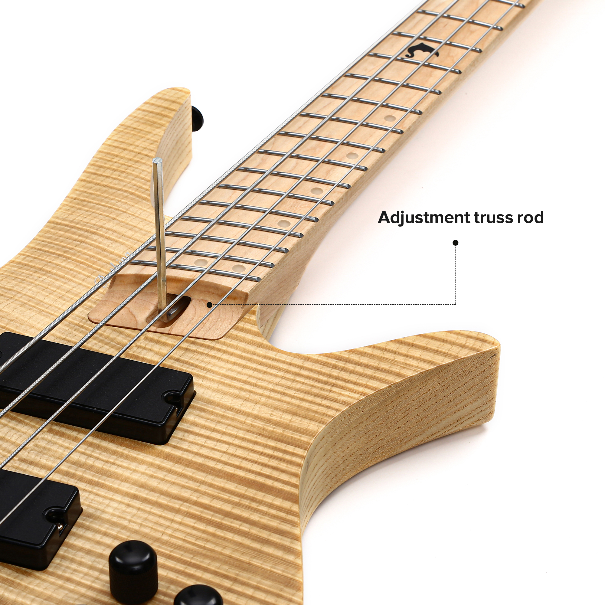 Batking Electric Bass Guitar Headless 4 String Fanned Fret Electric Bass Guitar