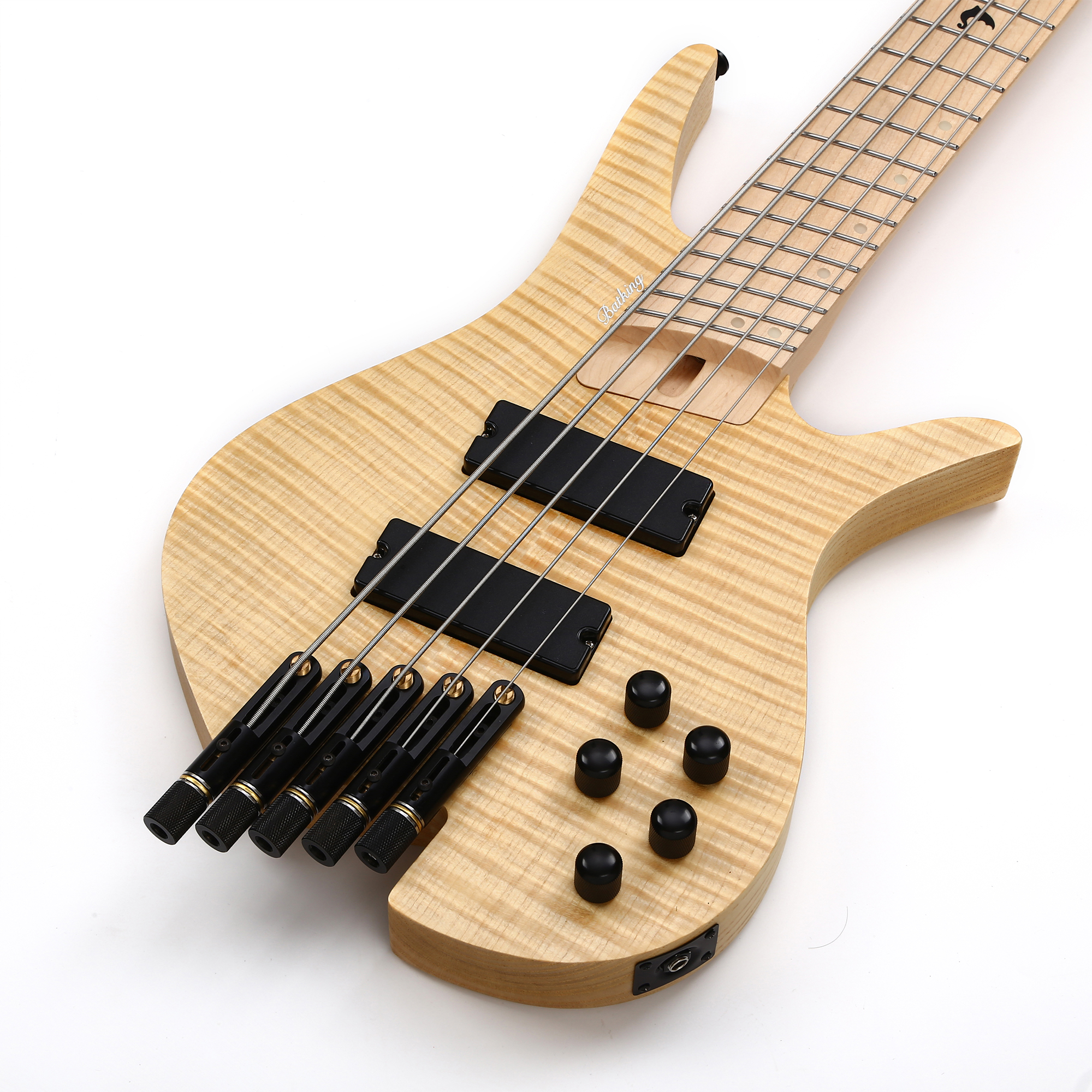 Batking Electric Bass Guitar Headless 5 String Fanned Fret Electric Bass