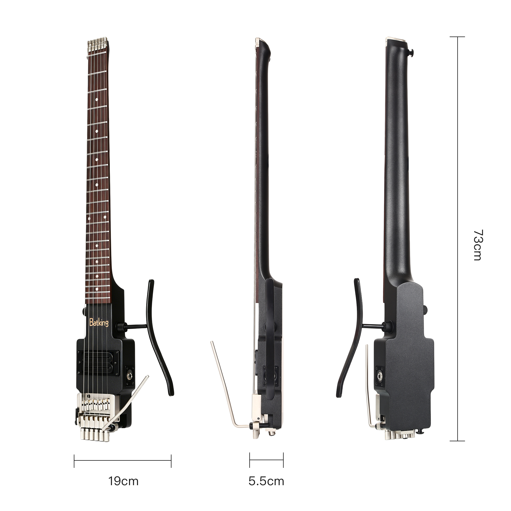 Travel Electric Guitar Headless 6 String Guitar neck through body design Double Locking Tremolo W Gig Bag Leg Support(TGH 01)