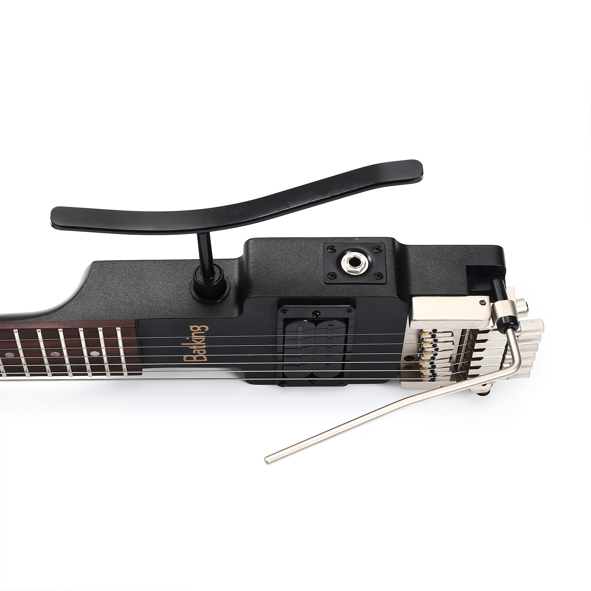 Travel Electric Guitar Headless 6 String Guitar neck through body design Double Locking Tremolo W Gig Bag Leg Support(TGH 01)