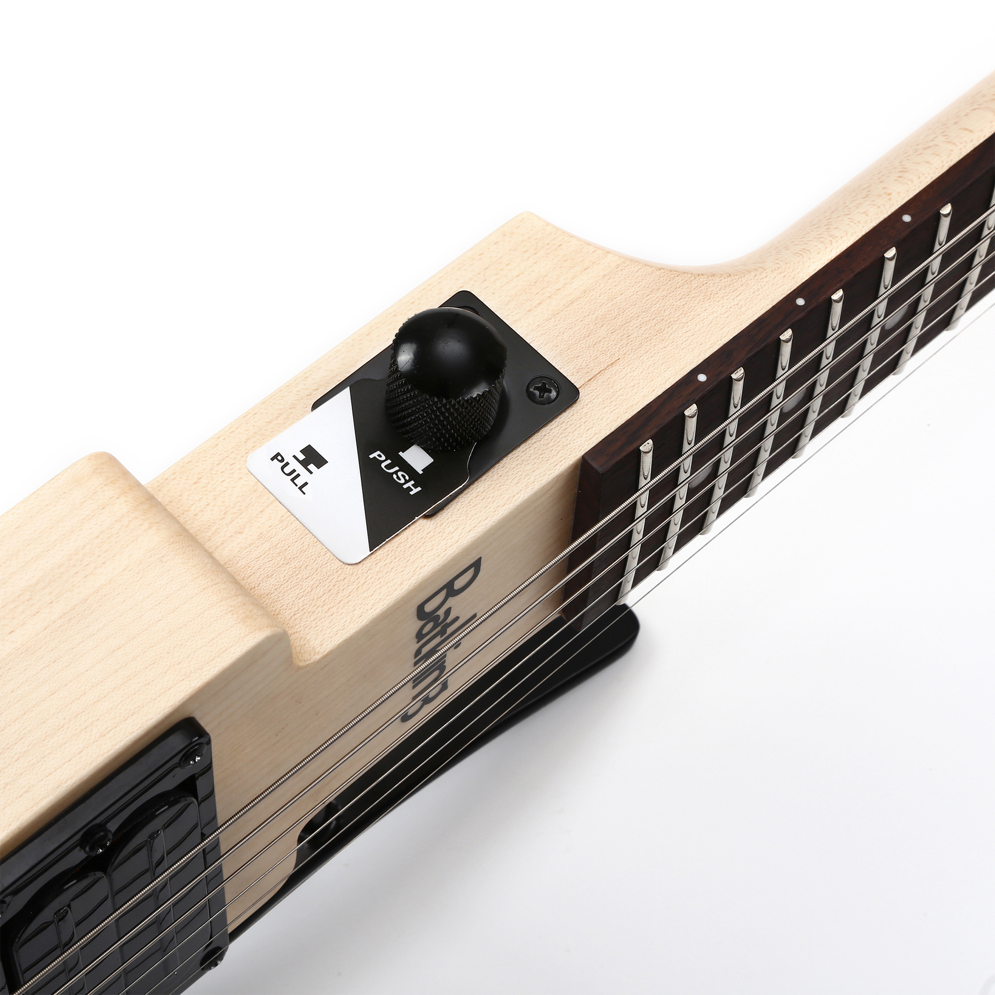Travel Electric Guitar Headless 6 String Guitar One piece Canada maple neck through body design Double Locking Tremolo W Leg Support(TGH 02)
