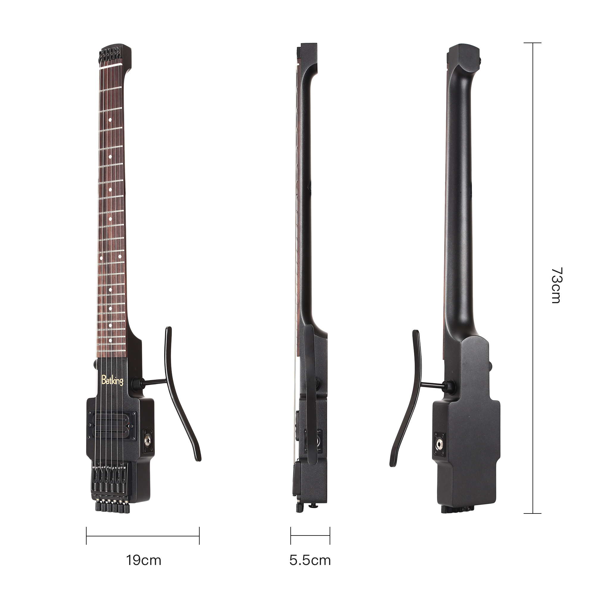Travel Guitar Electric Headless Guitar 6 Strings One piece Canada Maple Neck Through Body Design Brass Fix Bridge with Gigbag with Leg Support(TGH 03)