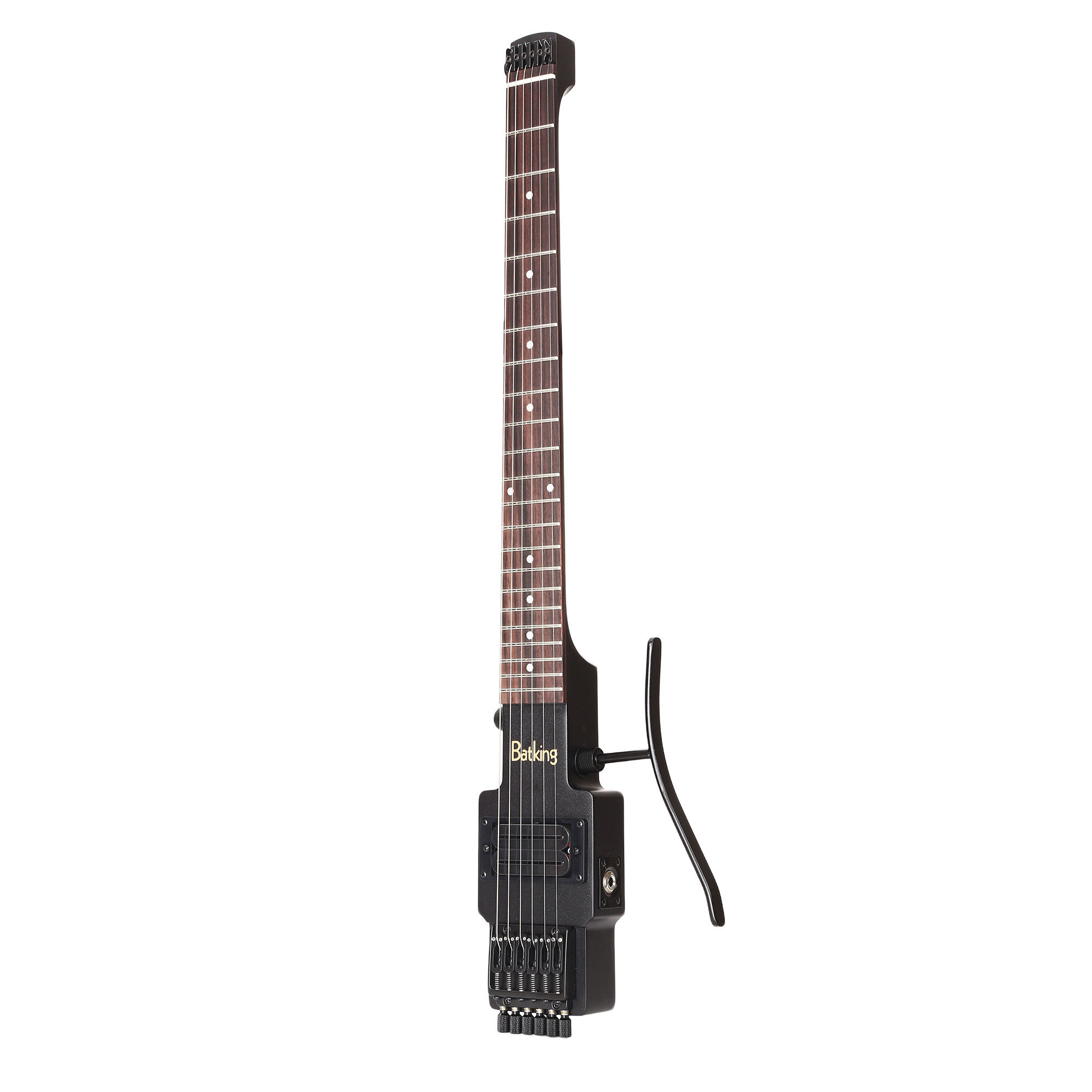 Travel Guitar Electric Headless Guitar 6 Strings One piece Canada Maple Neck Through Body Design Brass Fix Bridge with Gigbag with Leg Support(TGH 03)