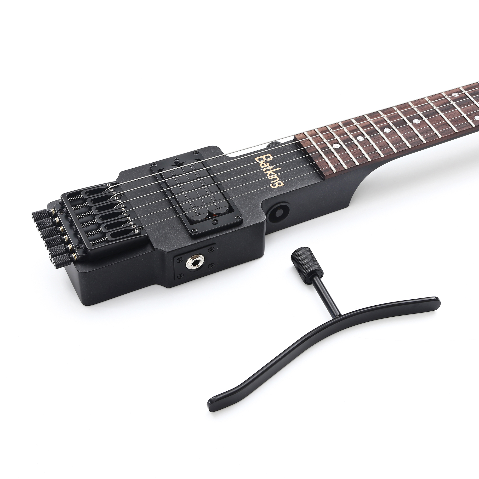 Travel Guitar Electric Headless Guitar 6 Strings One piece Canada Maple Neck Through Body Design Brass Fix Bridge with Gigbag with Leg Support(TGH 03)